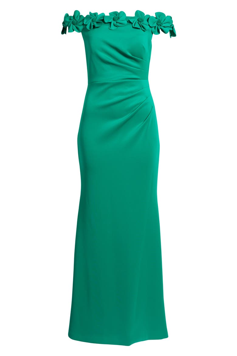 3D Floral Off the Shoulder Gown, Alternate, color, GREEN
