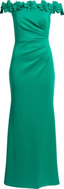 Eliza J 3D Floral Off the Shoulder Gown