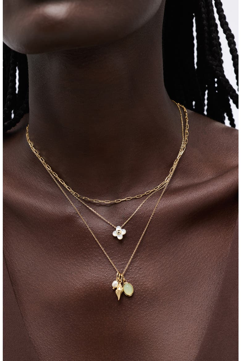 Liora Flower Pendant Necklace, Alternate, color, GOLD / WHITE