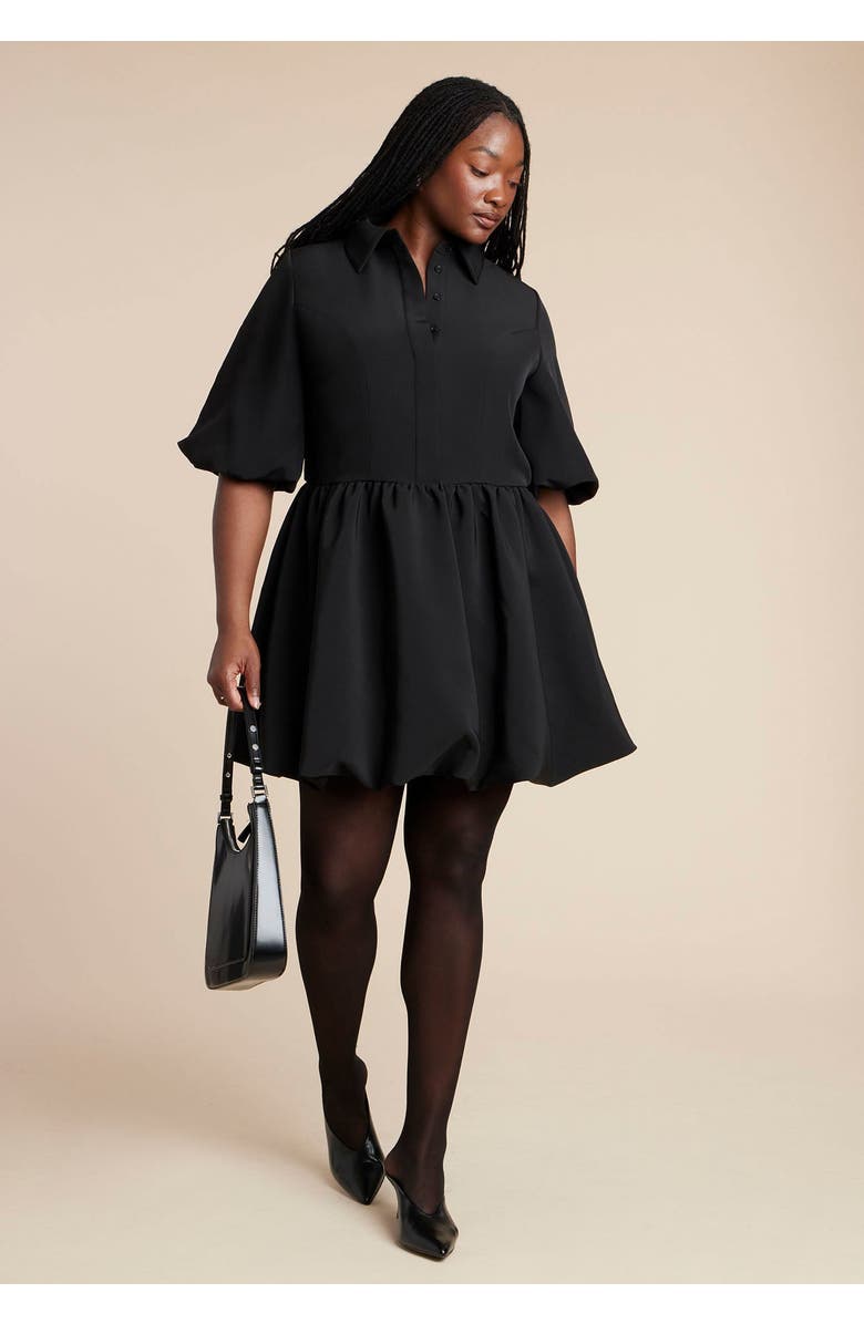 ELOQUII Collared Mini Dress, Main, color, Black Onyx
