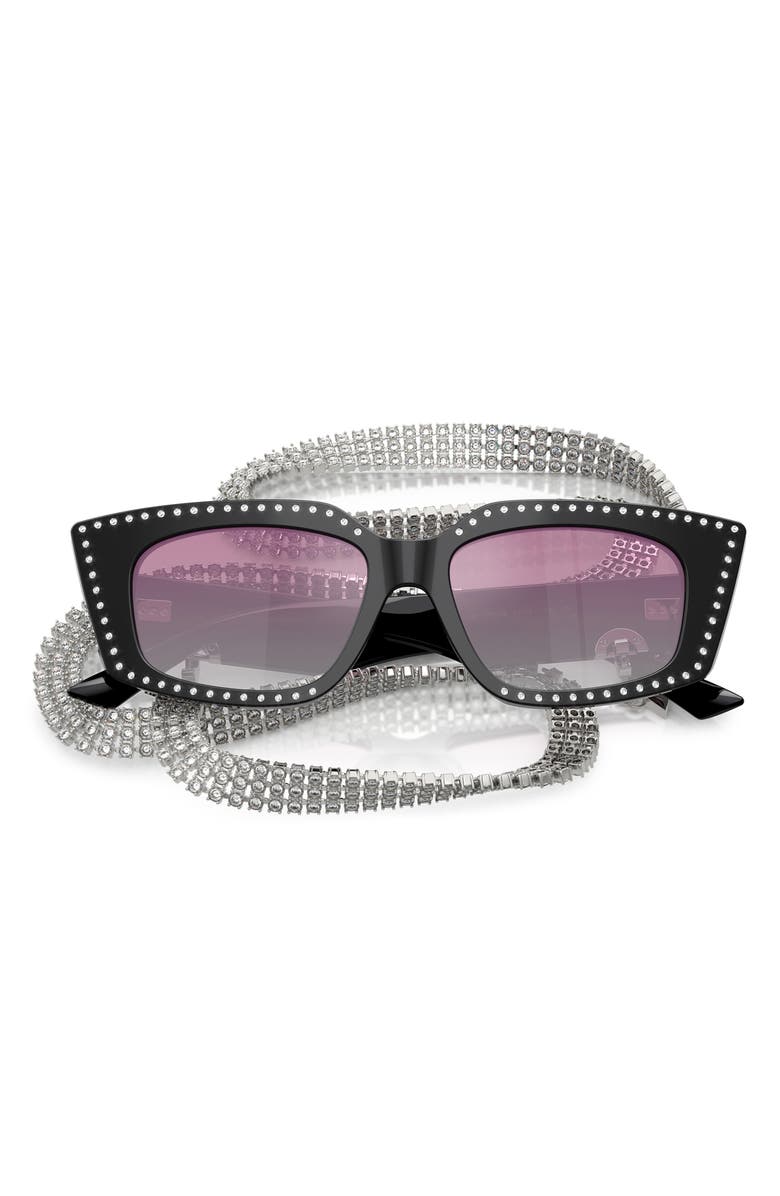 Jimmy Choo 52mm Gradient Cat Eye Sunglasses with Embellished Chain, Alternate, color, Black / Clear Gradient