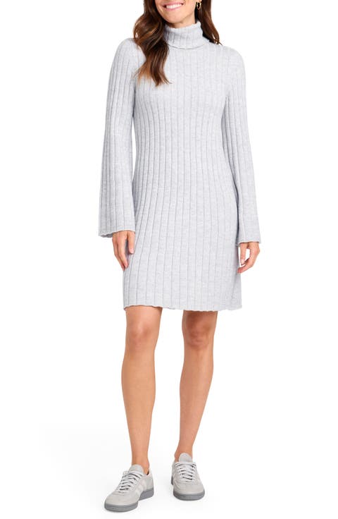 Merideth Turtleneck Long Sleeve Rib Sweater Dress