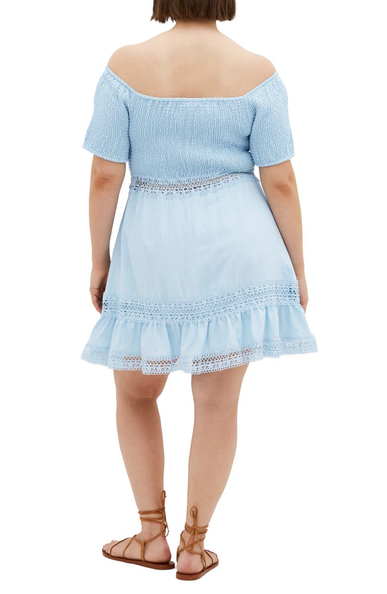City Chic Aura Off the Shoulder Fit & Flare Dress, Alternate, color, Light Blue