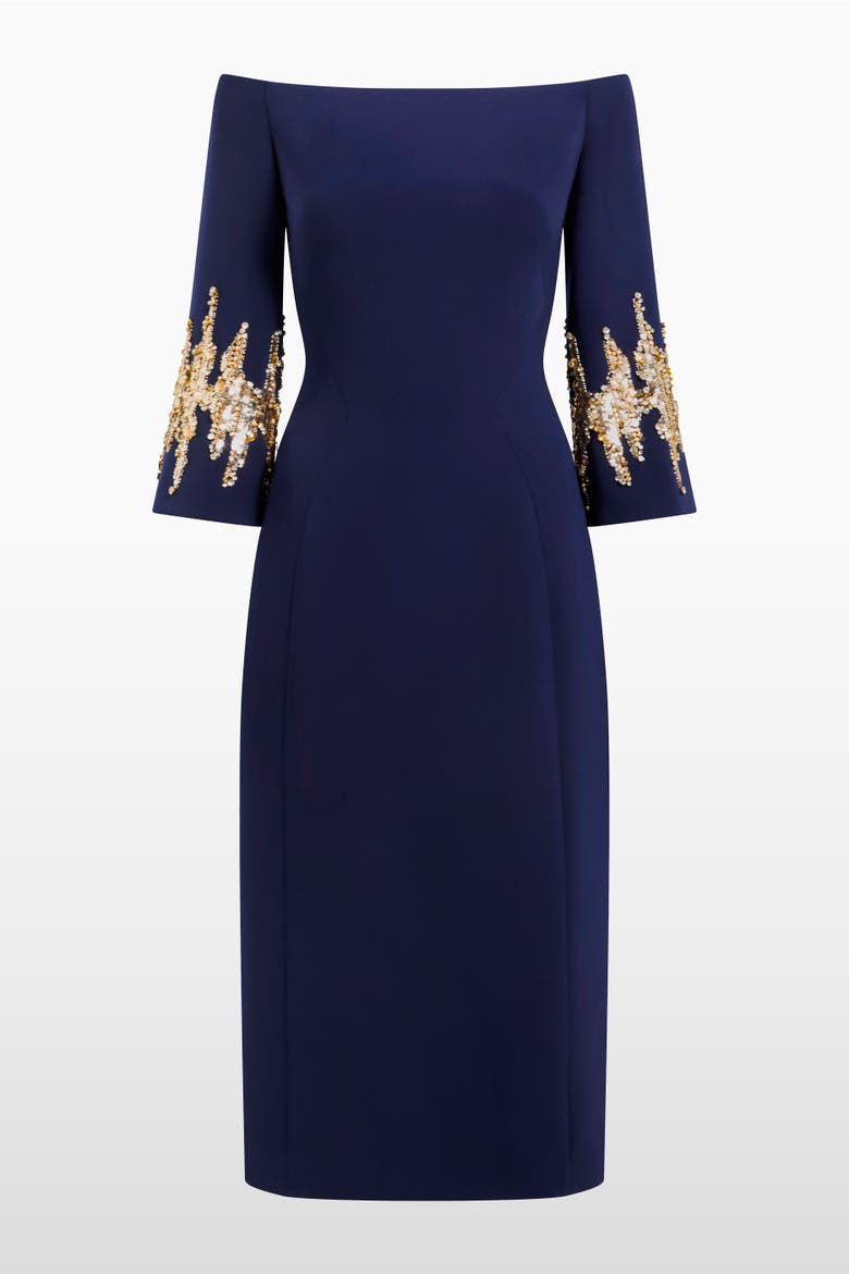 Aster Sequin-Embellished Midi Dress, Alternate, color, Midnight Kiss