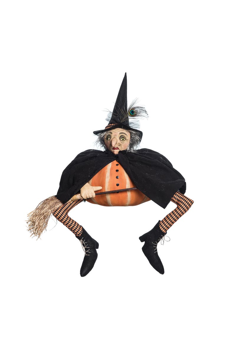 Gourdisha Pumpkin Witch Halloween Joe Spencer Gathered Traditions Figurine, Main, color, Black