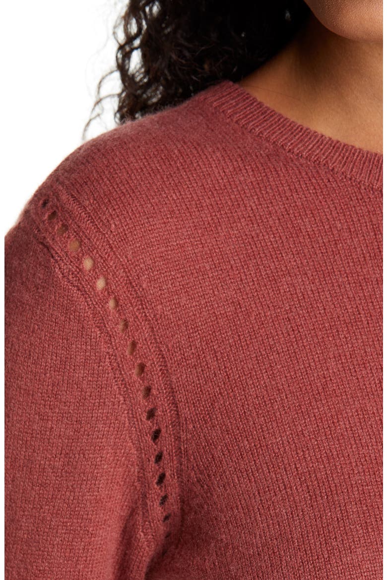 Pointelle Detail Wool & Cashmere Sweater, Alternate, color, SABLE