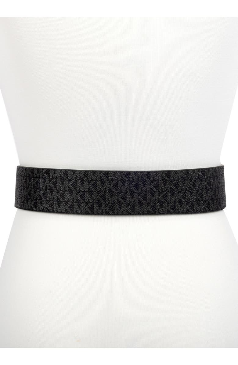 MICHAEL Michael Kors Logo Reversible Belt, Alternate, color, Black/ Silver