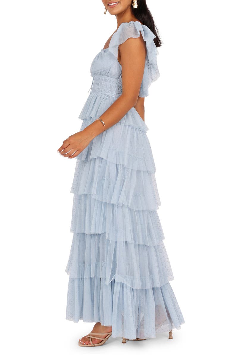 Petal & Pup Belle Swiss Dot Tulle Tiered Maxi Dress, Alternate, color, Blue