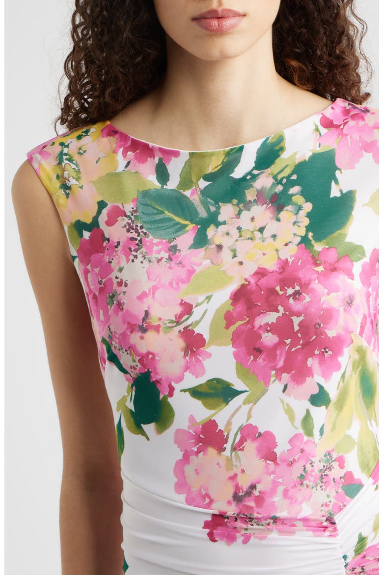 Floral Ruched Gown, Alternate, color, PINK MULTI