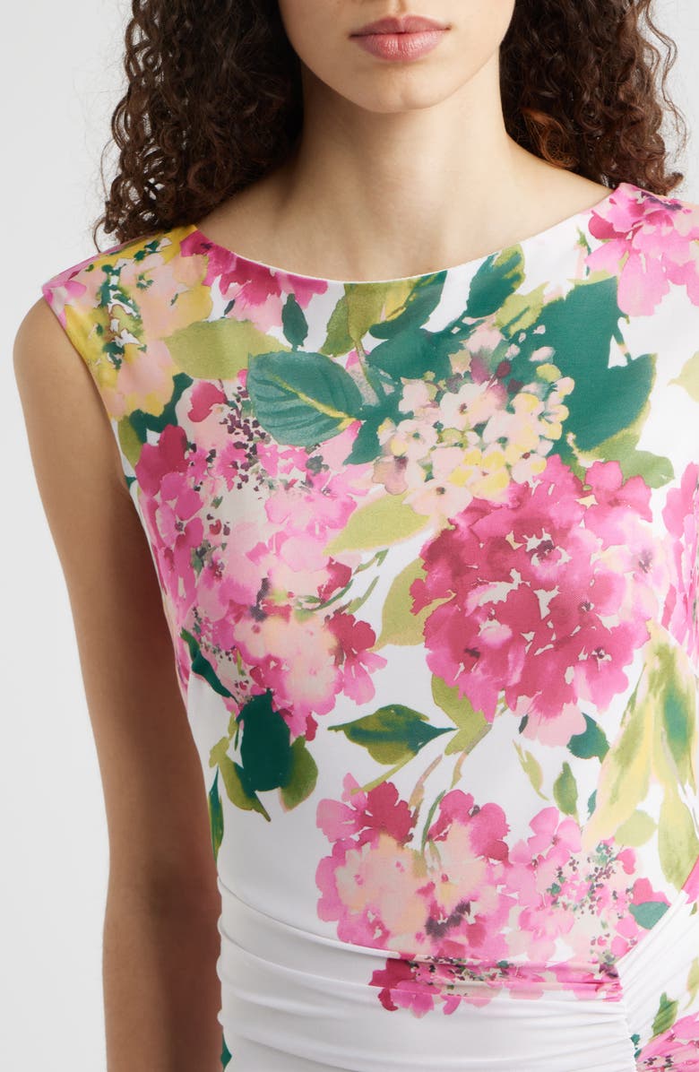 Eliza J Floral Ruched Gown, Alternate, color, Pink Multi