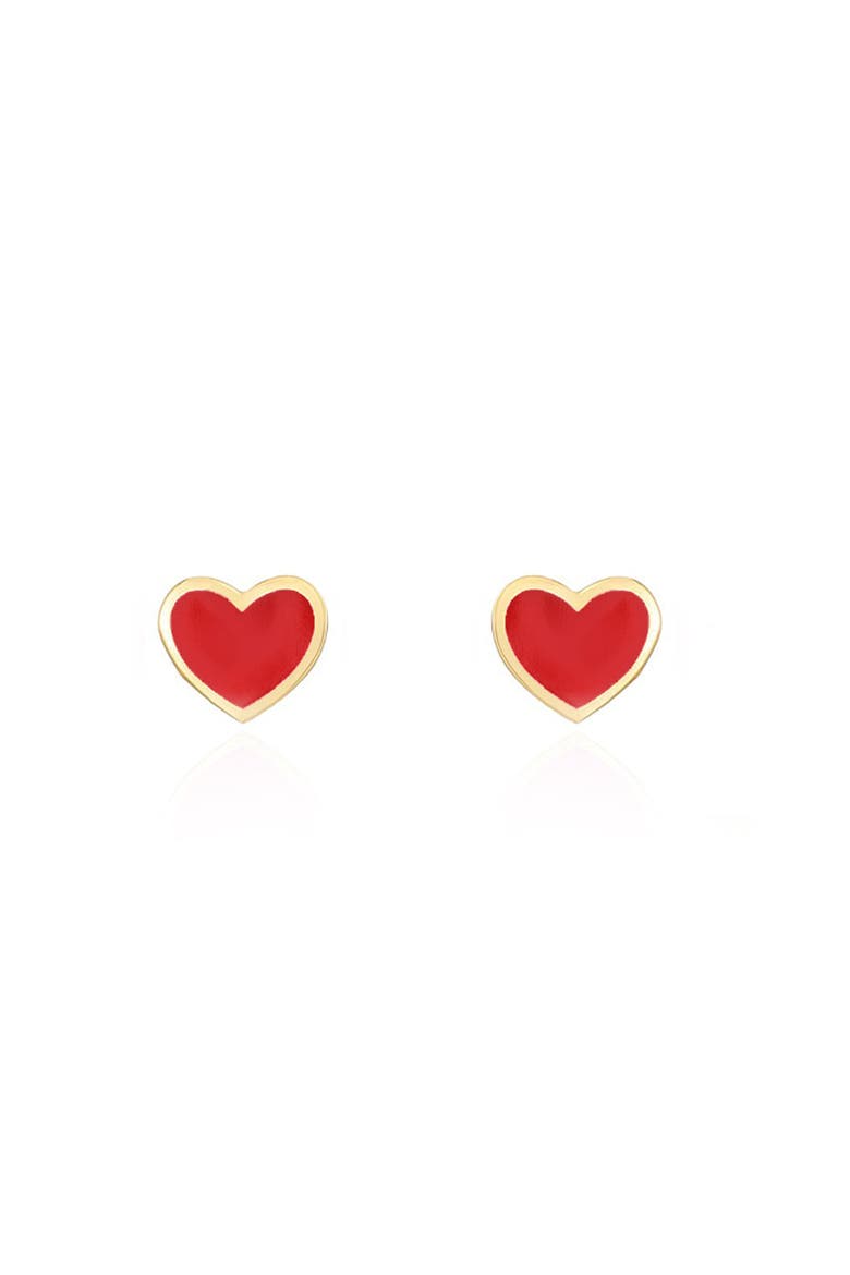 Red Enamel Heart Stud Earrings, Alternate, color, Red Enamel