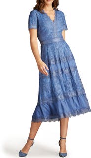 Tadashi Shoji Lace & Mesh Midi Cocktail Dress