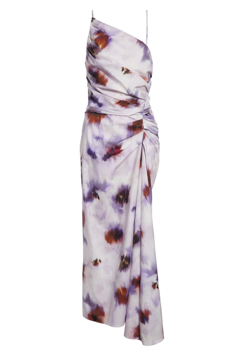 Juno Asymmetric Floral Print Poplin Dress, Alternate, color, LILAC MULTI