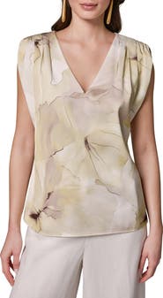 Donna Karan New York Print Cap Sleeve Top