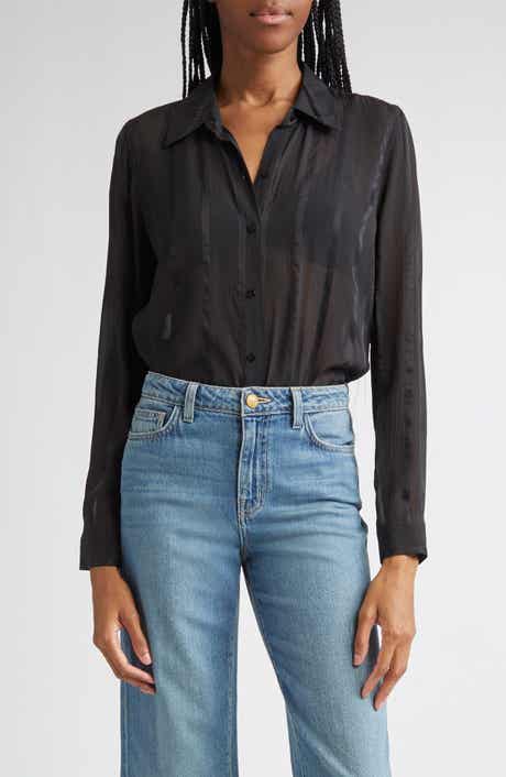 L'AGENCE Argo Silk Button-Up Shirt