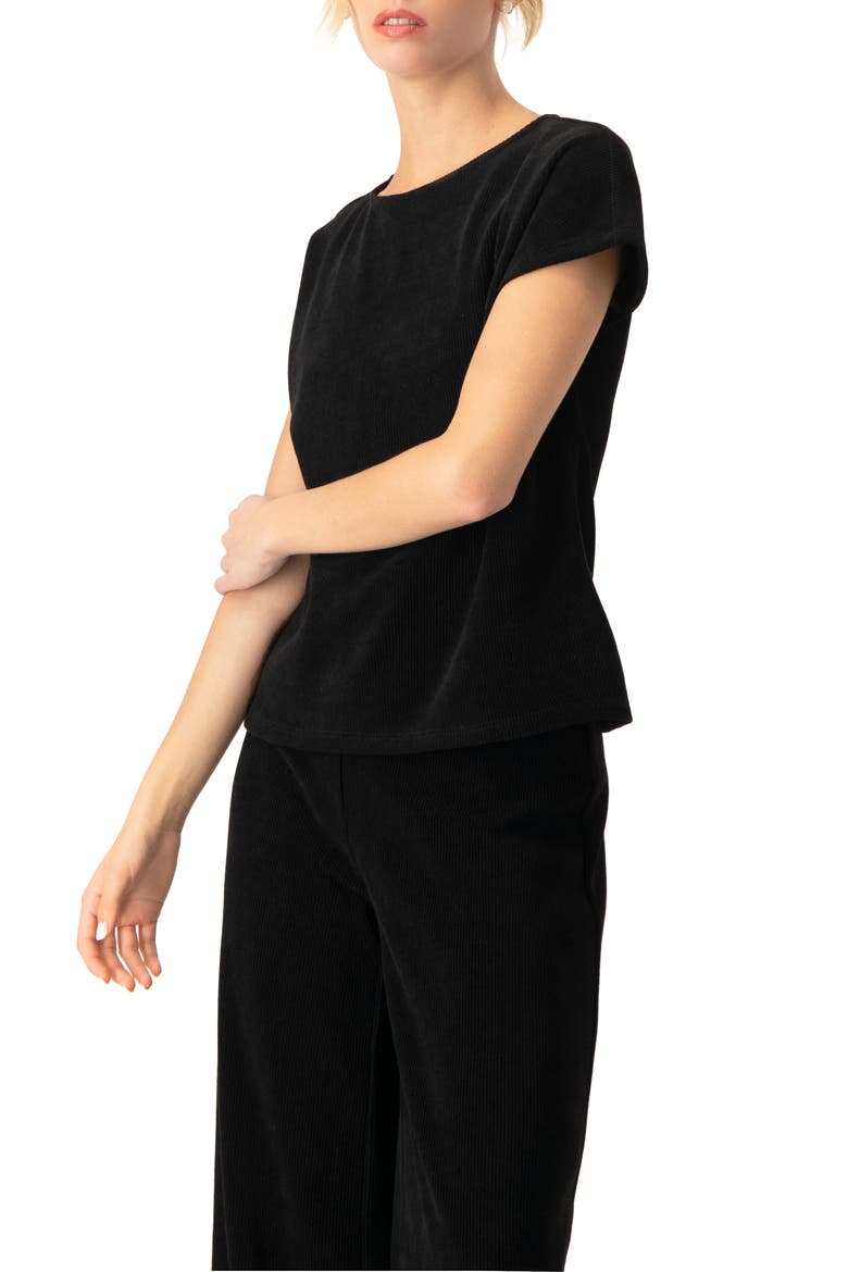 Corduroy Off-Shoulder Top, Alternate, color, Black