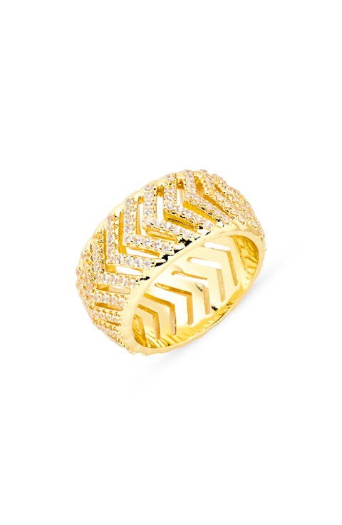 Pavé Crystal Herringbone Band Ring