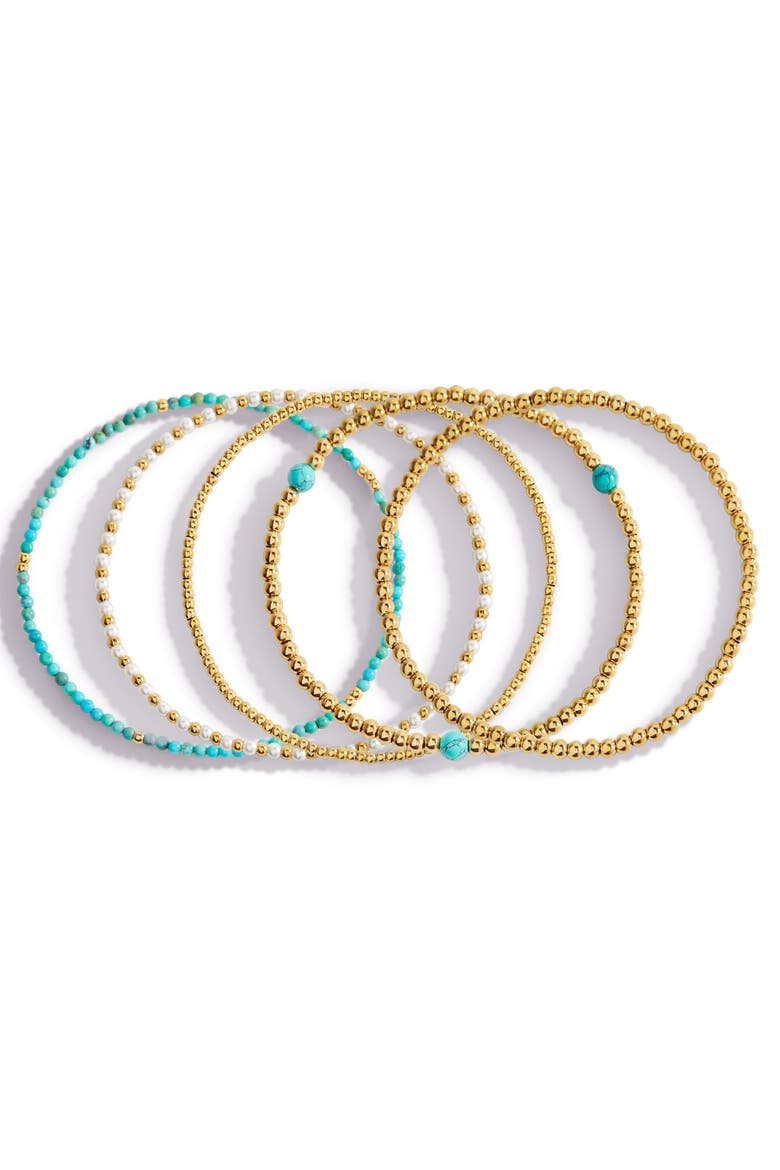 Turquoise Beaded Stacking Set Bracelet, Alternate, color, Gold-Tone