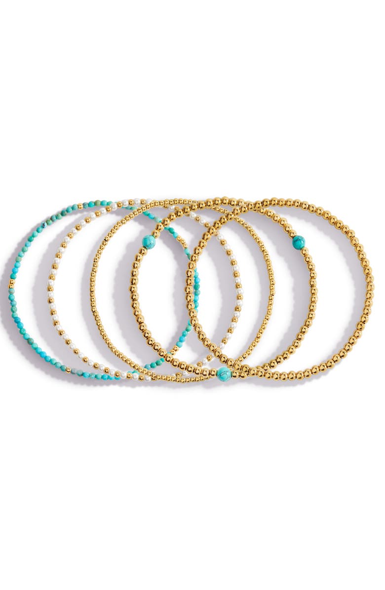 Mint & Lily Turquoise Beaded Stacking Set Bracelet, Alternate, color, Gold-Tone