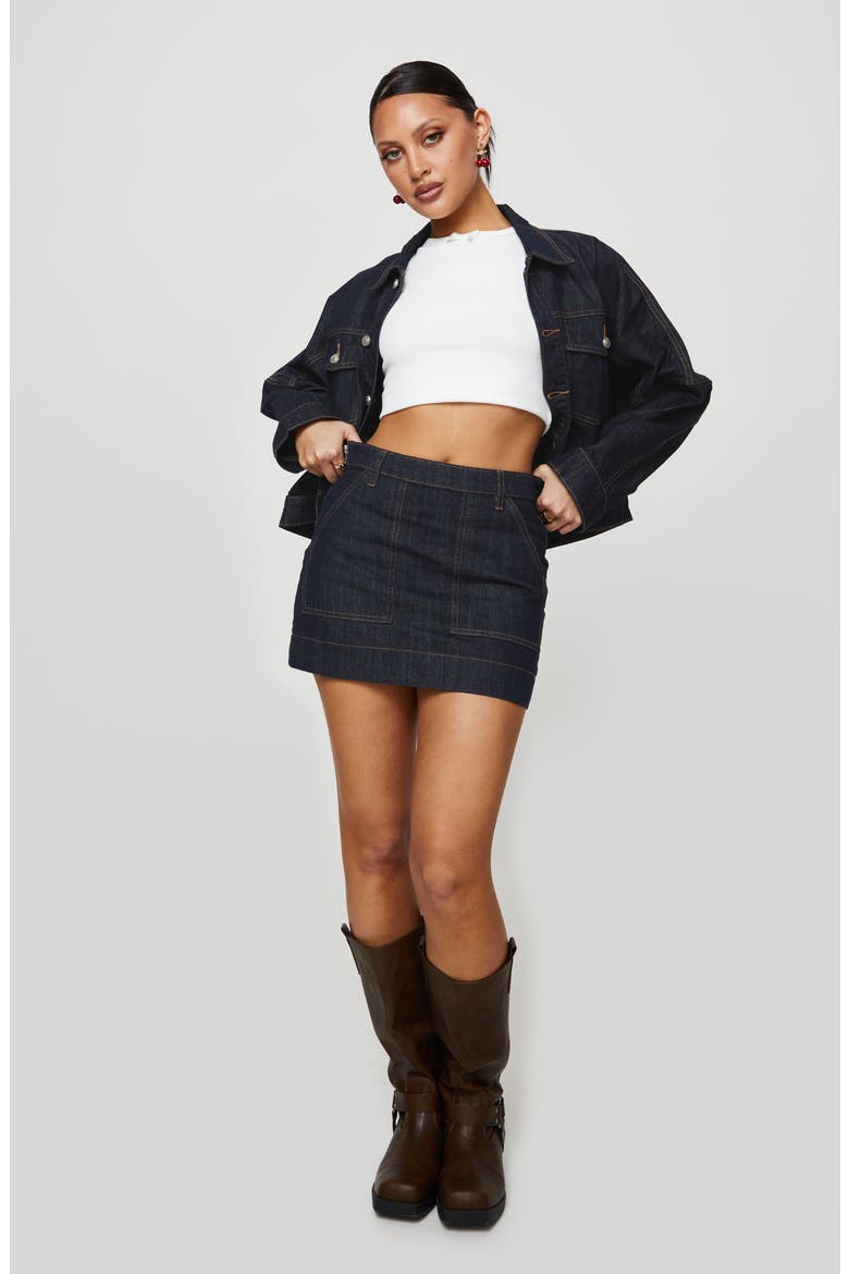 Hughes Patch Pocket Denim Miniskirt, Alternate, color, BLUE