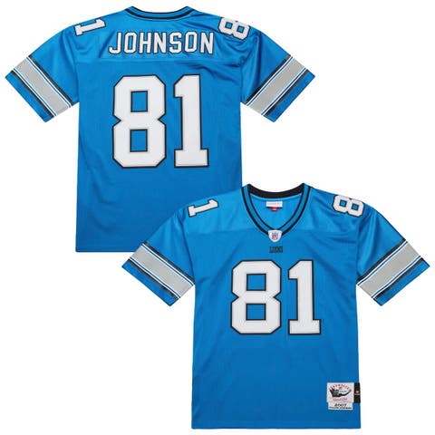 Men's Mitchell & Ness Calvin Johnson Blue Detroit Lions 2007 Authentic Throwback Retired Player Jersey