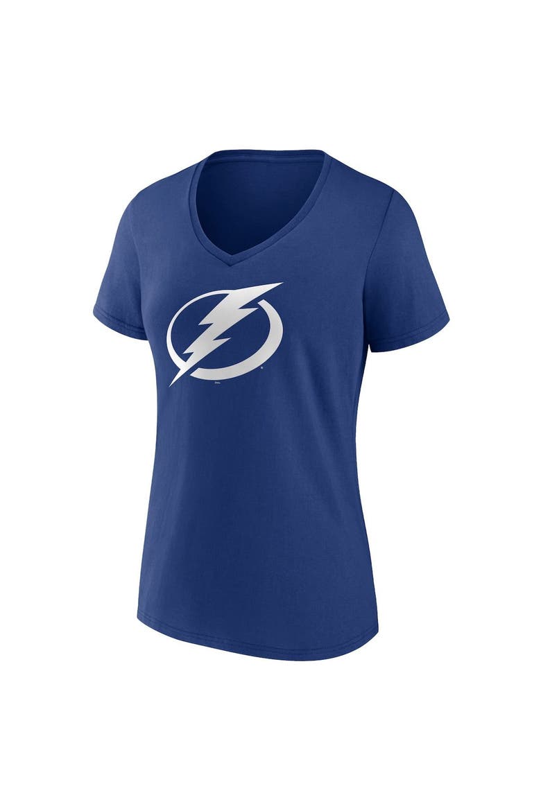 Women's Fanatics Branded Blue Tampa Bay Lightning Primary Logo Team V-Neck T-Shirt, Alternate, color, Blue