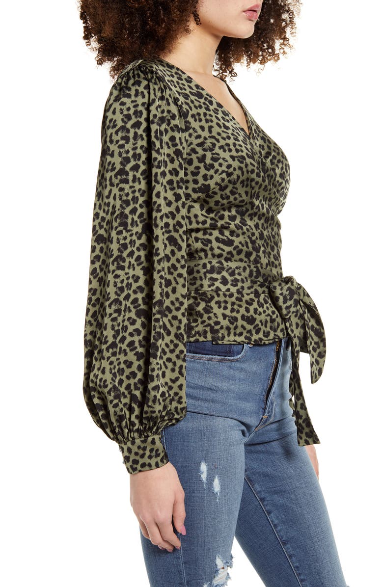 Good American Long Sleeve Wrap Top, Alternate, color, 