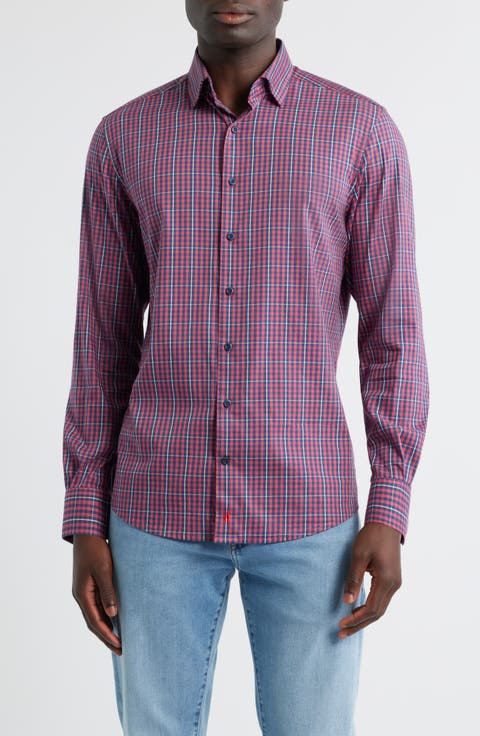 Kenney Check Stretch Button-Up Shirt