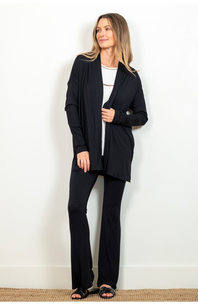 JJwinks BFF Open Front Lightweight Pocketed Cardigan, Alternate, color, Black