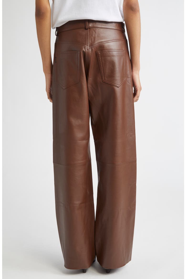 Bonnie Lambskin Leather Pants, Alternate, color, CHOCOLATE