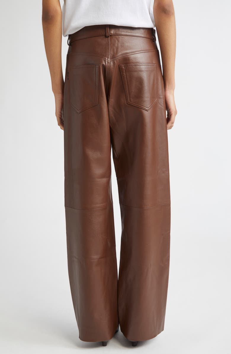 Haikure Bonnie Lambskin Leather Pants, Alternate, color, Chocolate