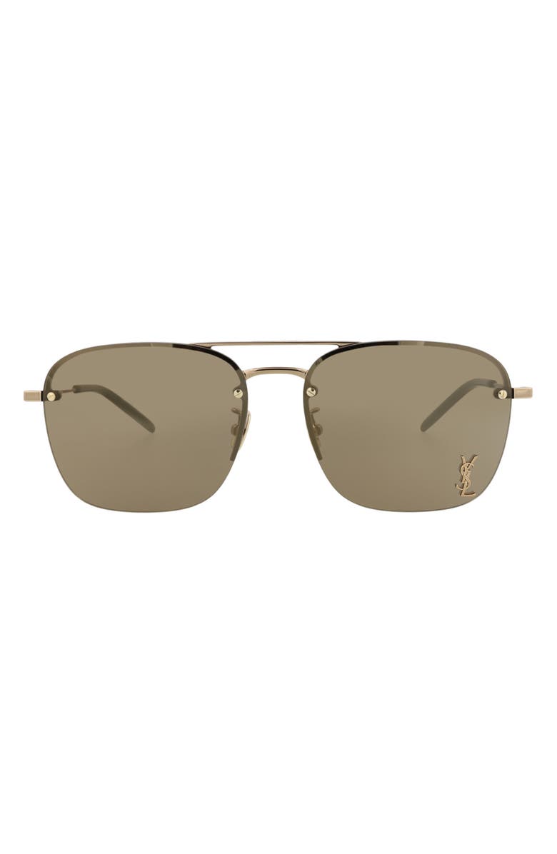 Saint Laurent 59mm Navigator Sunglasses, Main, color, Bronze Bronze Brown