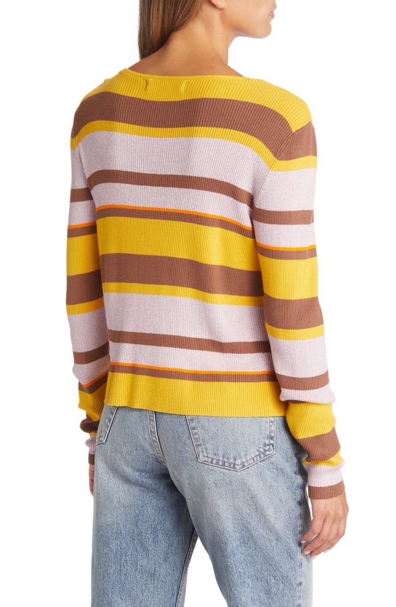 VERO MODA Aura Stripe Tie Front Rib Cardigan, Alternate, color, 