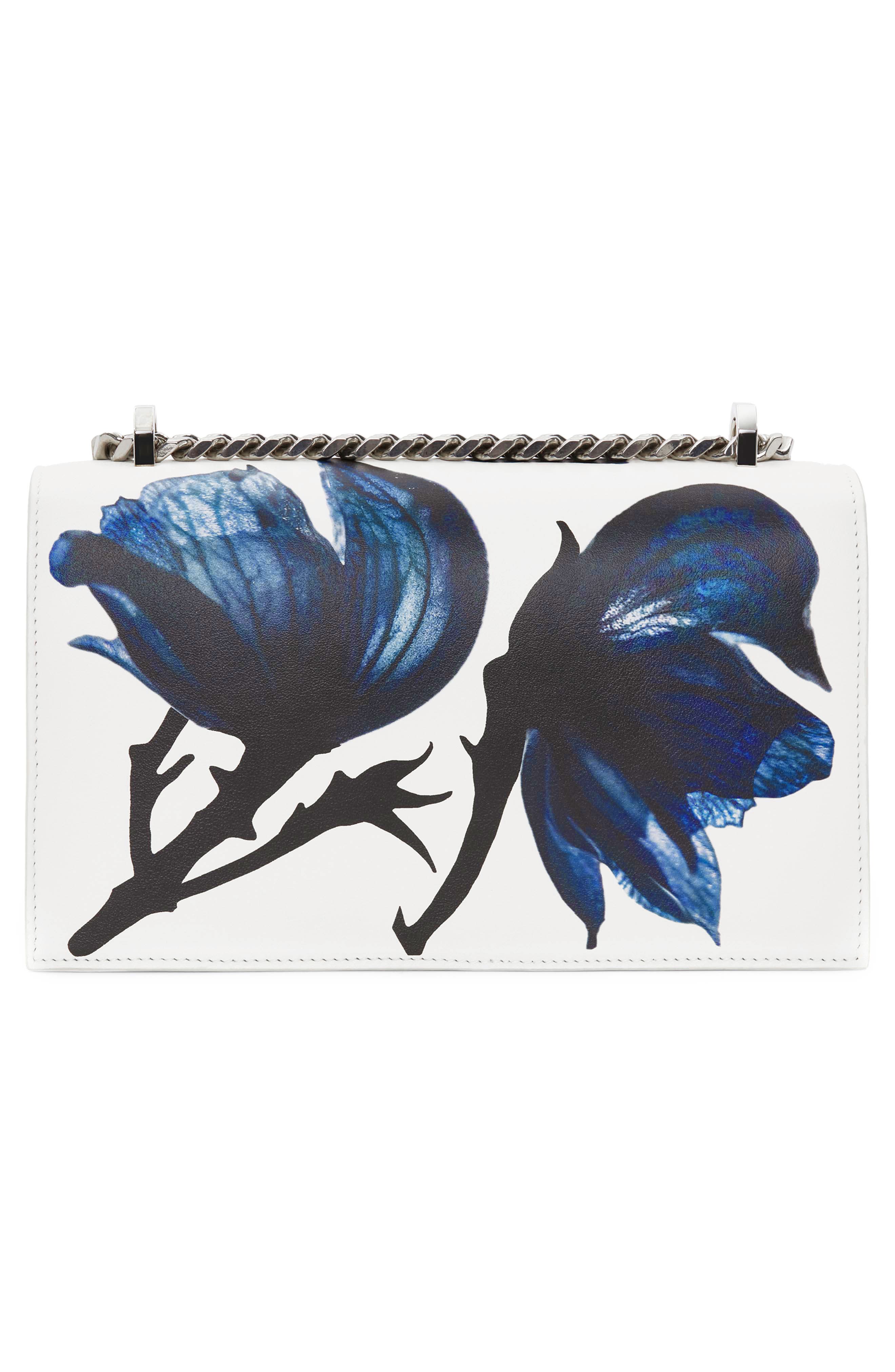 McQueen Jeweled Knuckle Ring Leather Shoulder Bag, Alternate, color, 