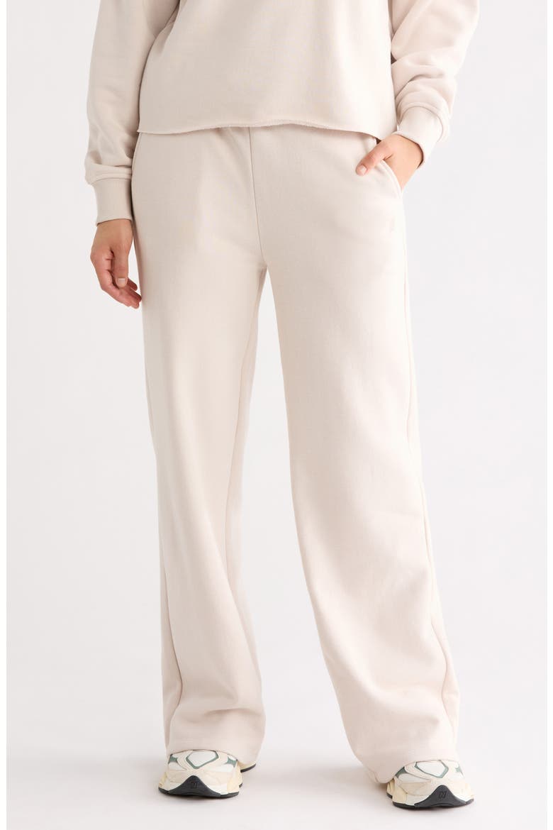 Silicon Fleece Wide Leg Pants, Main, color, CRYSTAL GRAY/ MAGNOLIA