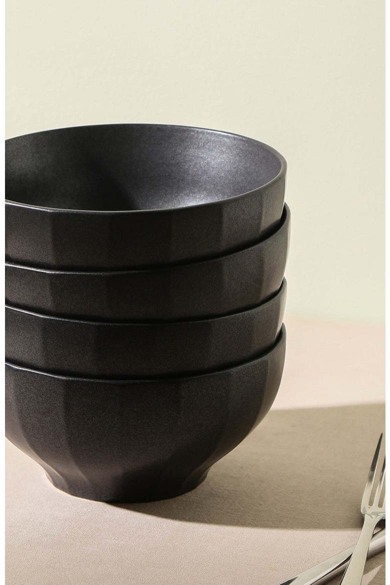 Rio Stoneware 4-Piece Bowl Set, Alternate, color, Black