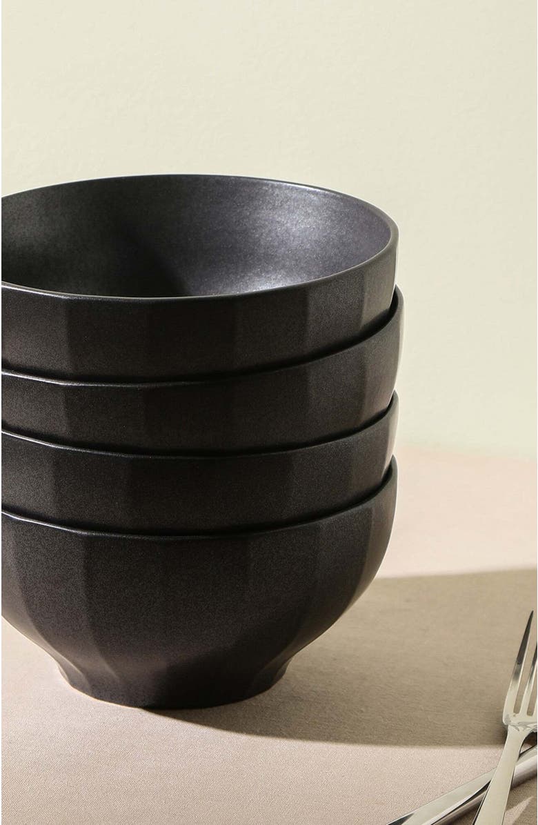 Stone Lain Rio Stoneware 4-Piece Bowl Set, Alternate, color, Black