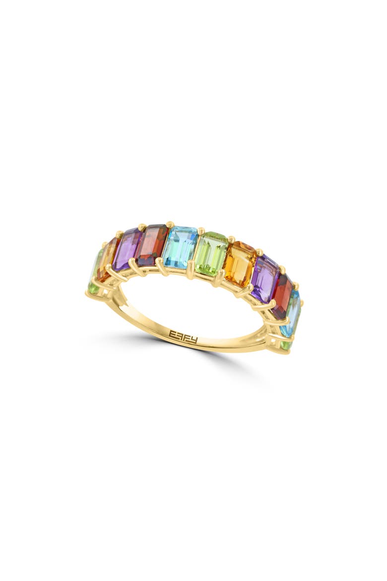 Gold Plated Sterling Silver Mixed Semiprecious Stone Band Ring, Main, color, MULTI