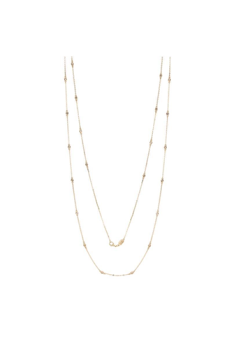 14K Gold 3/5cttw Bezel Diamond Station Necklace - 36 Inch, Main, color, Yellow Gold