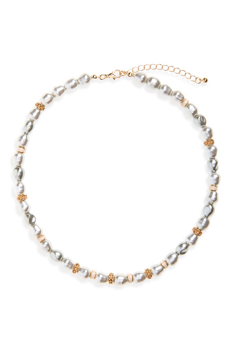 Faux Pearl Beaded Necklace, Main, color, GREY PEARL- NEUTRAL