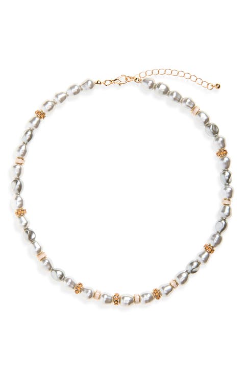 Faux Pearl Beaded Necklace