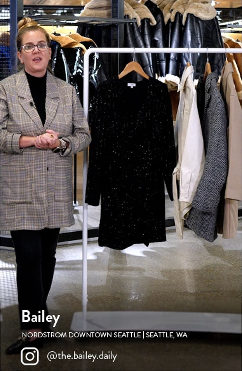 Sparkle Jacquard Surplice Long Sleeve Dress, sales video thumbnail