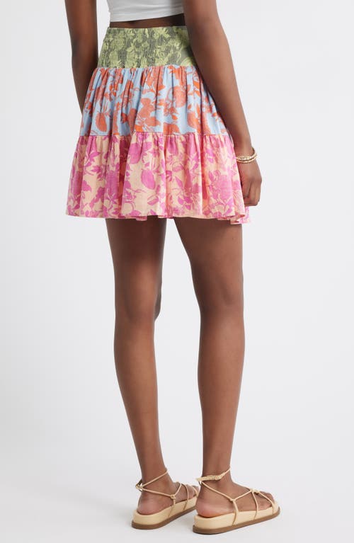 Treasure & Bond Tiered Linen Blend Miniskirt In Pink