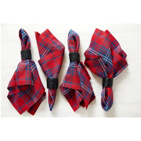 Linen Dinner Napkins - Red Tartan Plaid, 20" x 20"