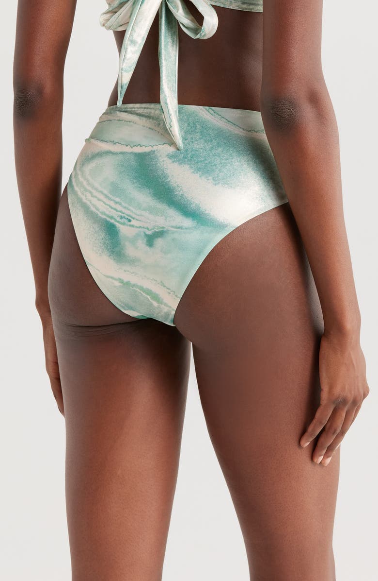 BOAMAR Talia High Cut Bikini Bottoms, Alternate, color, Turquoise/ White