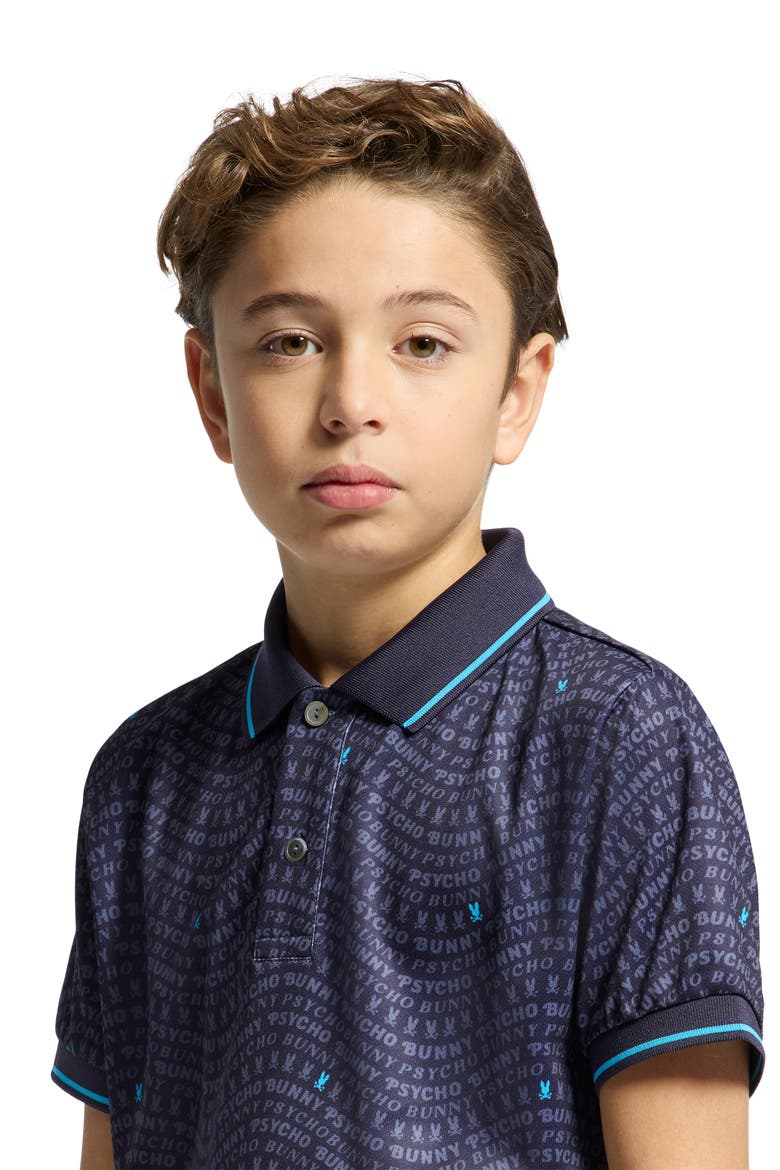 Kids' Winston Logo Print Piqué Polo, Alternate, color, EVENING BLUE