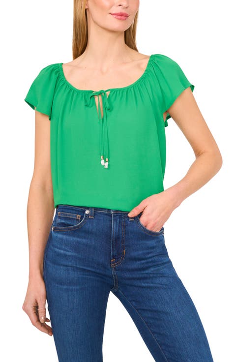 Scoop Neck Flutter Sleeve Top