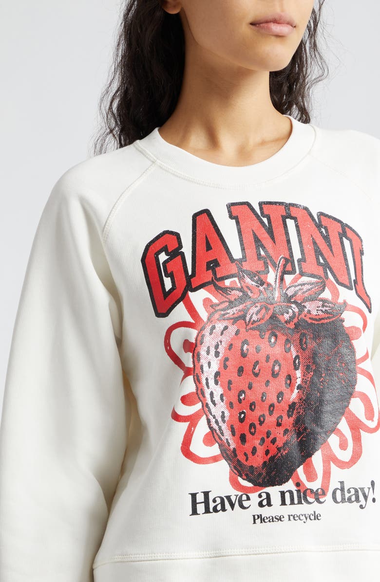 Ganni Isoli Strawberry Raglan Sleeve Organic Cotton Sweatshirt, Alternate, color, 