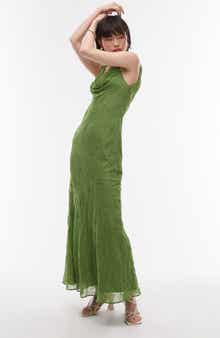 Topshop Eyelet Embroidery Cowl Neck Sleeveless Dress