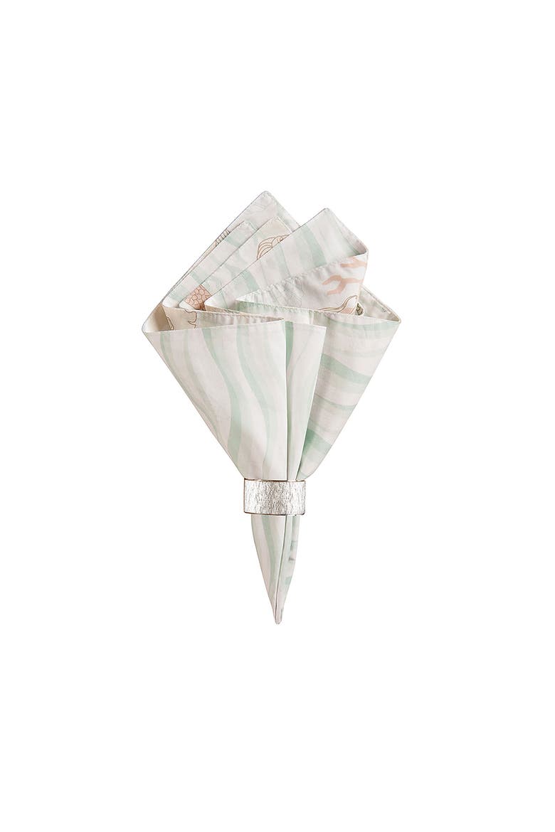 Mystic Echoes Cotton Reversible Cloth Napkin Set of 6, Main, color, Green